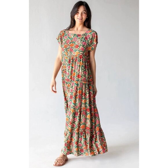 NATURAL LIFE Dresses & Skirts - NWT Natural Life Berkley Maxi Dress in Tan Pink Floral Boho Casual Large